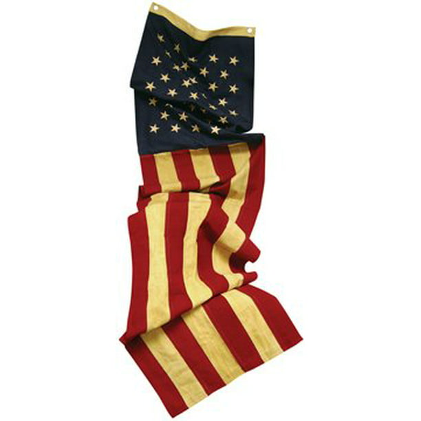 American Flag Yellowed/Aged Look Lg 34 1/2"x57" Patriotic Americana Star Stripes 